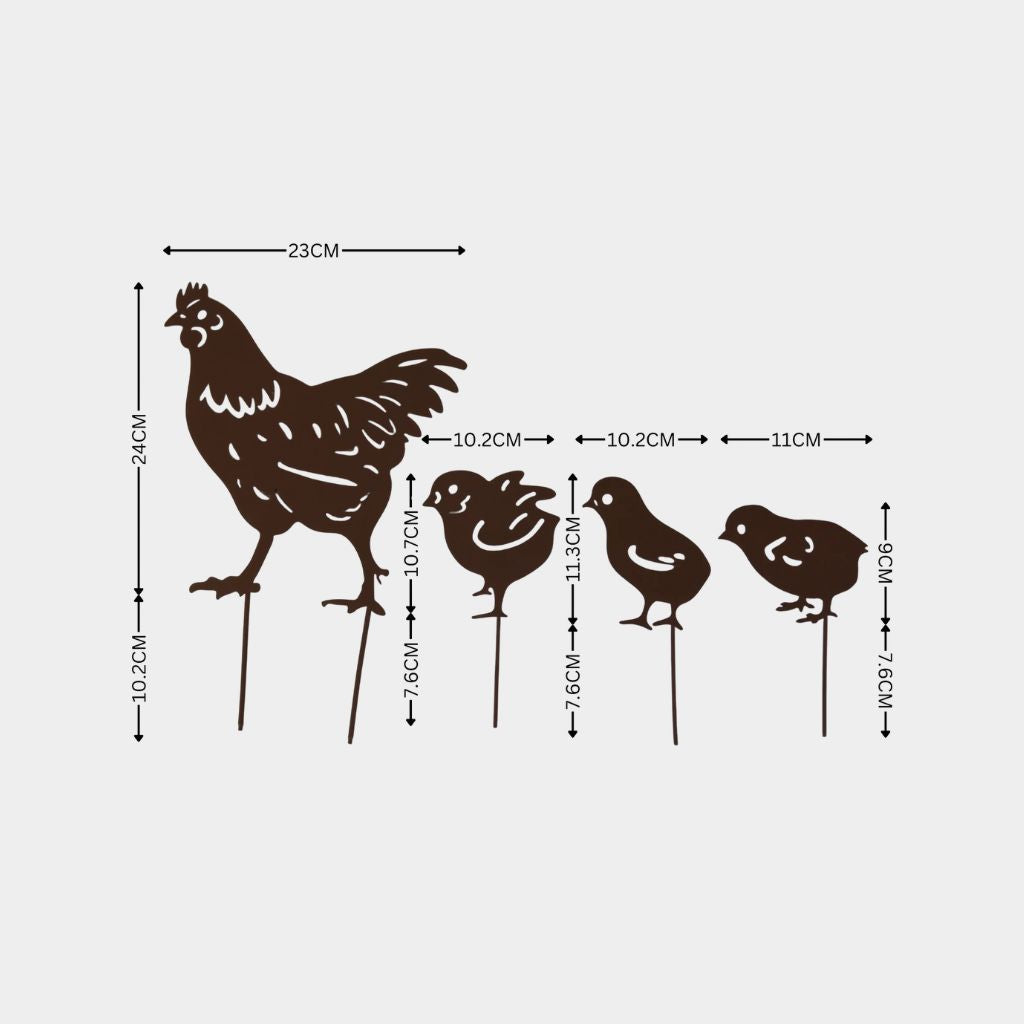 Hen and Chicks Garden Stake