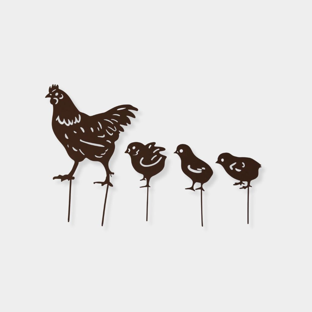 Hen and Chicks Garden Stake